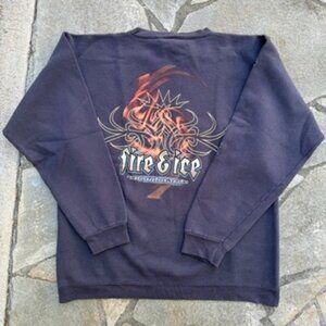 Vintage Crazy Shirts Hawaii Sweatshirt Small Oversized Faded Black Fire Ice